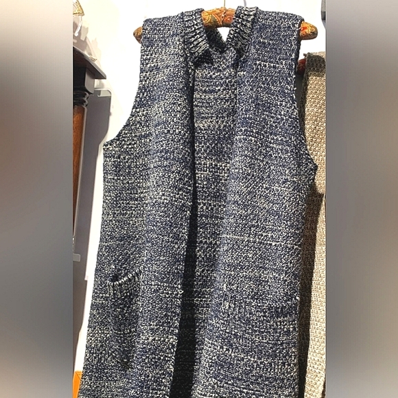 NAVY Long Vest Duster Length - Picture 3 of 7